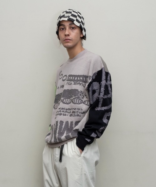 BAL（バル）の「【BAL（バル）/2024春夏】JACQUARD COTTON CREWNECK SWEATER（ニット/セーター・メンズ・グレー/ブラック・1/2/3）」の4枚目の写真