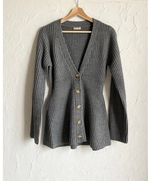 She's Closet(シーズクローゼット)の「ミックスカラーミドル丈深Vネックウエストシェイプペプラムニットカーディガン(カーディガン/ボレロ・レディース・アイボリー/ネイビー/杢グレー/ベージュ/ブラック・FREE)」の20枚目の写真