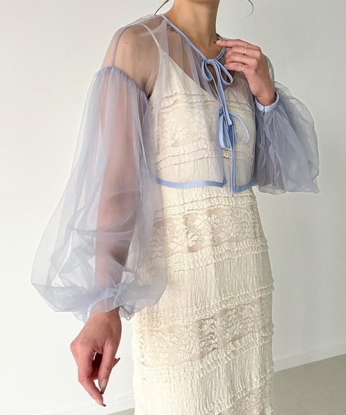 JUNOAH（ジュノア）の「チュールボリュームスリーブリボン