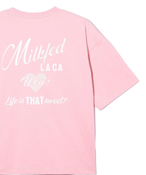 MILKFED.(ミルクフェド)の「RETRO LOGO S/S TEE(Tシャツ/カットソー・レディース・ライトイエロー/ライトピンク/オフホワイト・L/M)」の1枚目の写真