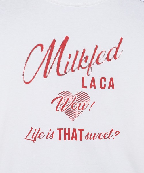 MILKFED.(ミルクフェド)の「RETRO LOGO S/S TEE(Tシャツ/カットソー・レディース・ライトイエロー/ライトピンク/オフホワイト・L/M)」の7枚目の写真