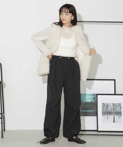 NANO universe(ナノユニバース)の「ナイロンドロストパンツ(その他パンツ・レディース・ブラック/ベージュ/モカ・FREE)」の20枚目の写真