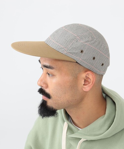 BEAMS PLUS（ビームスプラス）の「BEAMS PLUS / ポリエステル レーヨン チェック フィッシング キャップ（キャップ・メンズ・ベージュ/オリーブ・ONE SIZE）」の6枚目の写真