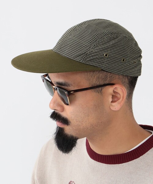 BEAMS PLUS（ビームスプラス）の「BEAMS PLUS / ポリエステル レーヨン チェック フィッシング キャップ（キャップ・メンズ・ベージュ/オリーブ・ONE SIZE）」の8枚目の写真
