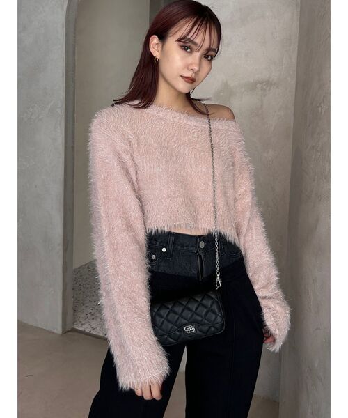 EMODA（エモダ）の「ワイドルーズグリッターニット（ニット/セーター・レディース・アイボリー/ピンク/ブラック/グレー・FREE）」の8枚目の写真