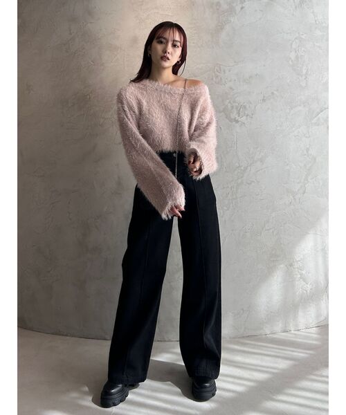 EMODA（エモダ）の「ワイドルーズグリッターニット（ニット/セーター・レディース・アイボリー/ピンク/ブラック/グレー・FREE）」の9枚目の写真