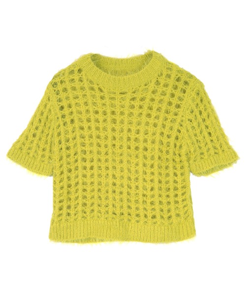 miette（ミエット）の「メッシュ編みシャギー半袖トップス（Tシャツ/カットソー・レディース・ピンク/グレー/ブルー/イエロー系その他・FREE）」の3枚目の写真