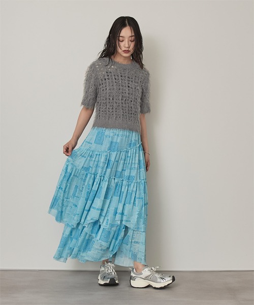 miette（ミエット）の「メッシュ編みシャギー半袖トップス（Tシャツ/カットソー・レディース・ピンク/グレー/ブルー/イエロー系その他・FREE）」の12枚目の写真