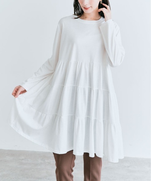 kirakiraShop(キラキラショップ)の「ティアード チュニック カットソー(Tシャツ/カットソー・レディース・ブラック/ネイビー/オフホワイト/杢グレー/ブルー/チャコール・FREE)」の10枚目の写真