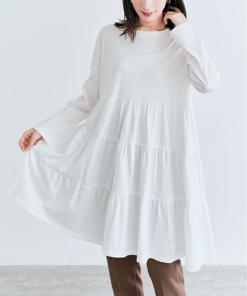 kirakiraShop(キラキラショップ)の「ティアード チュニック カットソー(Tシャツ/カットソー・レディース・ブラック/ネイビー/オフホワイト/杢グレー/ブルー/チャコール・FREE)」の7枚目の写真