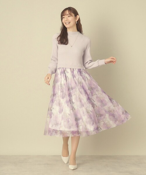 ITS'DEMO（イッツデモ）の「◆【レイヤード風コーデ／柔らかな着心地／タイパ◎／時短】チュールドッキングワンピ（ワンピース・レディース・ベージュ/ネイビー/オフホワイト/パープル・00）」の12枚目の写真