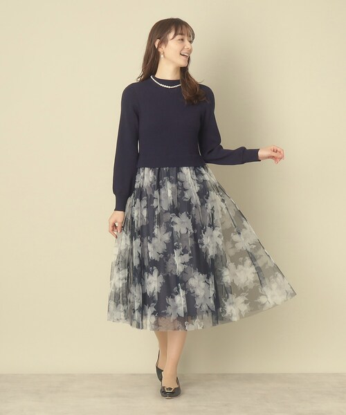 ITS'DEMO（イッツデモ）の「◆【レイヤード風コーデ／柔らかな着心地／タイパ◎／時短】チュールドッキングワンピ（ワンピース・レディース・ベージュ/ネイビー/オフホワイト/パープル・00）」の15枚目の写真