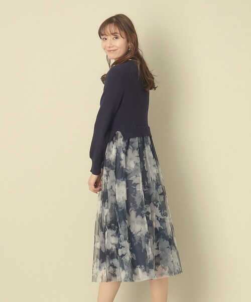 ITS'DEMO（イッツデモ）の「◆【レイヤード風コーデ／柔らかな着心地／タイパ◎／時短】チュールドッキングワンピ（ワンピース・レディース・ベージュ/ネイビー/オフホワイト/パープル・00）」の17枚目の写真