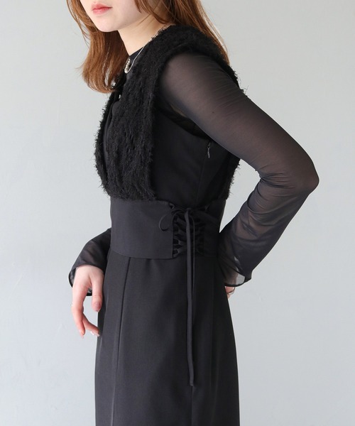 CLEIO（クレイオ）の「【CLEIO】サイドレースアップジャガードビスチェ（ベスト・レディース・ブラック/アイボリー・FREE）」の20枚目の写真