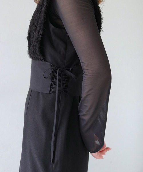 CLEIO（クレイオ）の「【CLEIO】サイドレースアップジャガードビスチェ（ベスト・レディース・ブラック/アイボリー・FREE）」の21枚目の写真