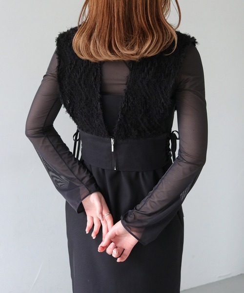 CLEIO（クレイオ）の「【CLEIO】サイドレースアップジャガードビスチェ（ベスト・レディース・ブラック/アイボリー・FREE）」の22枚目の写真