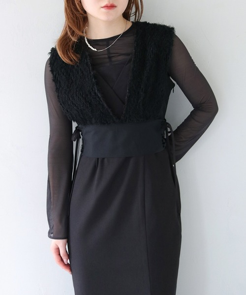 CLEIO（クレイオ）の「【CLEIO】サイドレースアップジャガードビスチェ（ベスト・レディース・ブラック/アイボリー・FREE）」の18枚目の写真