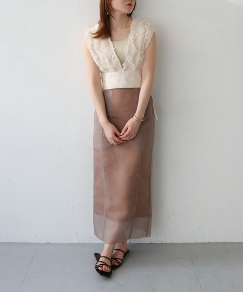 CLEIO（クレイオ）の「【CLEIO】サイドレースアップジャガードビスチェ（ベスト・レディース・ブラック/アイボリー・FREE）」の11枚目の写真