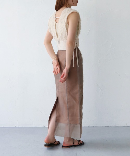 CLEIO（クレイオ）の「【CLEIO】サイドレースアップジャガードビスチェ（ベスト・レディース・ブラック/アイボリー・FREE）」の14枚目の写真