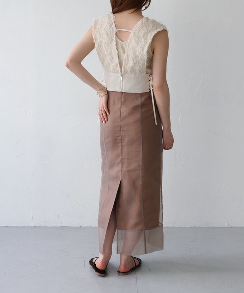 CLEIO（クレイオ）の「【CLEIO】サイドレースアップジャガードビスチェ（ベスト・レディース・ブラック/アイボリー・FREE）」の15枚目の写真