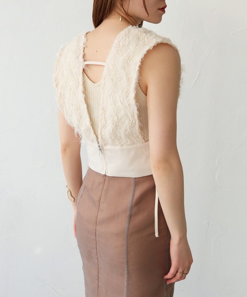 CLEIO（クレイオ）の「【CLEIO】サイドレースアップジャガードビスチェ（ベスト・レディース・ブラック/アイボリー・FREE）」の9枚目の写真