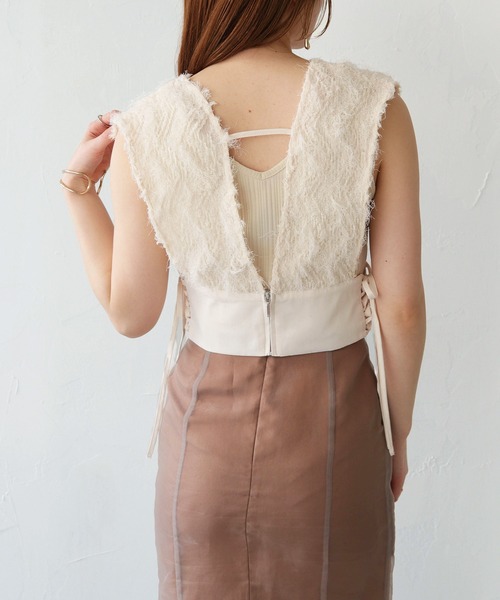 CLEIO（クレイオ）の「【CLEIO】サイドレースアップジャガードビスチェ（ベスト・レディース・ブラック/アイボリー・FREE）」の10枚目の写真