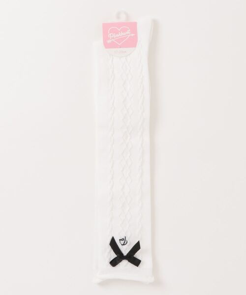 PINKHUNT（ピンクハント）の「PINKHUNT フロート編みニーハイソックス 9128（ソックス/靴下・キッズ・ブラック/ホワイト・21-24cm/17-20）」の3枚目の写真