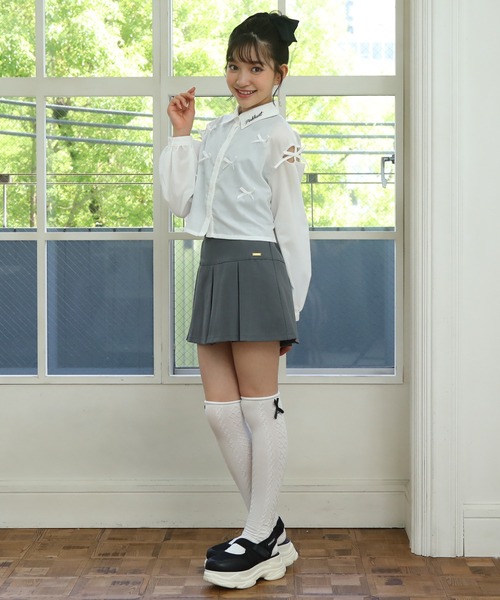 PINKHUNT（ピンクハント）の「PINKHUNT フロート編みニーハイソックス 9128（ソックス/靴下・キッズ・ブラック/ホワイト・21-24cm/17-20）」の6枚目の写真