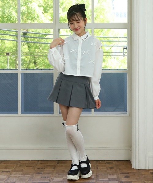 PINKHUNT（ピンクハント）の「PINKHUNT フロート編みニーハイソックス 9128（ソックス/靴下・キッズ・ブラック/ホワイト・21-24cm/17-20）」の4枚目の写真