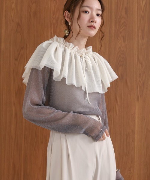 Bab（バブ）の「チュールフリルカラー（付け襟・レディース・ブラック/ホワイト系その他・ONESIZE）」の4枚目の写真