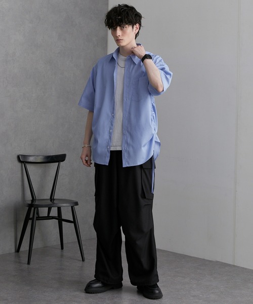 ルーズ ストライプ 半袖シャツ M〜2XL ストリートカジュアル 790847137890_1.jpg
