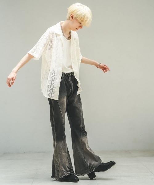 Shoowtime(ショウタイム)の「ハードウォッシュフレアデニムパンツ(デニムパンツ・メンズ・ブラック系/グレー系・MEDIUM/LARGE/X-LARGE)」の22枚目の写真