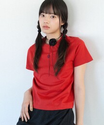 PUBLUX（パブリュクス）の「MARY QUANT × PUBLUX/マリークワント ワンポイント刺繍ロゴTシャツ　限定展開（Tシャツ/カットソー）」