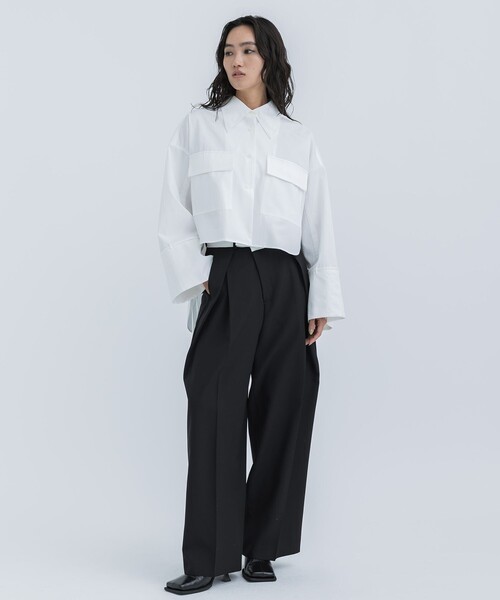 STUDIOUS(ステュディオス)の「【STUDIOUS/ステュディオス】コットンオーバーシャツ(シャツ/ブラウス・レディース・サックスブルー/ホワイト・FREE)」の3枚目の写真