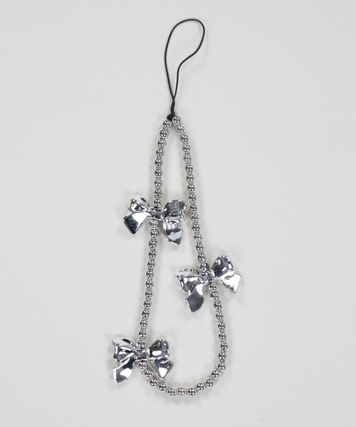 SPINNS（スピンズ）の「リボンメタリックモバイルストラップ（スマホグッズ・レディース・シルバー・ONESIZE）」の3枚目の写真