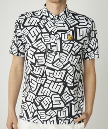 LOUDMOUTH/ラウドマウス ゴルフウェア ブランド ロゴ 吸汗速乾 UVカット 接触冷感 総柄 フリージング素材 ホリゾンタル衿 半袖 シャツ