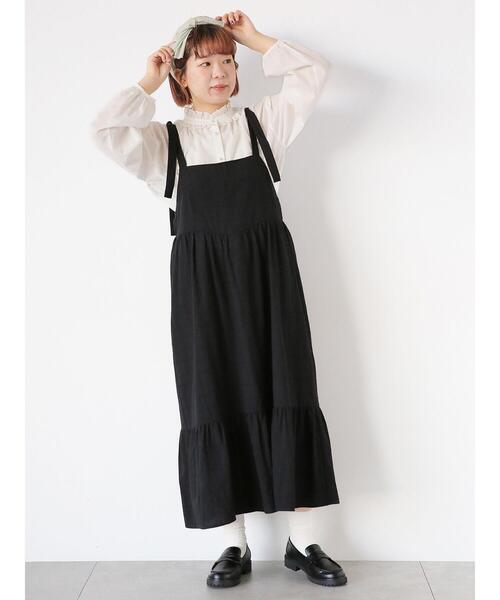 ehka sopo（エヘカソポ）の「肩リボンキャミワンピース（ワンピース・レディース・ブラック/オフホワイト/グリーン・F）」の2枚目の写真