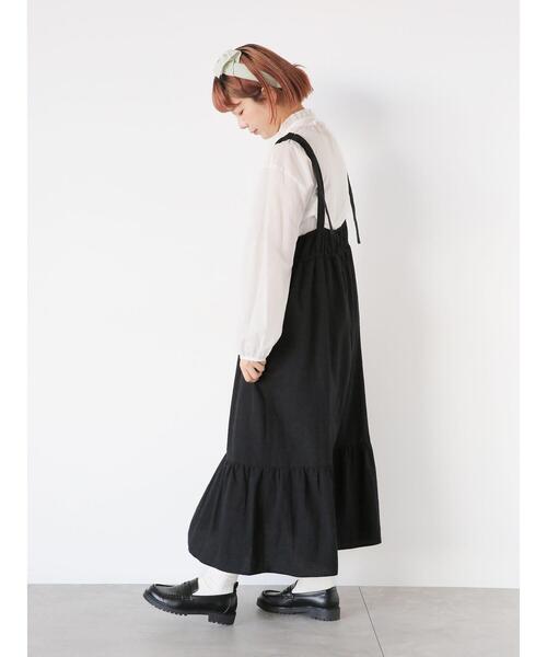 ehka sopo（エヘカソポ）の「肩リボンキャミワンピース（ワンピース・レディース・ブラック/オフホワイト/グリーン・F）」の5枚目の写真