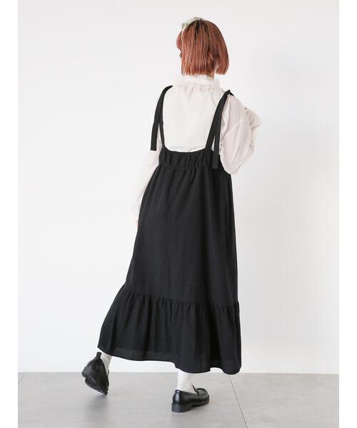 ehka sopo（エヘカソポ）の「肩リボンキャミワンピース（ワンピース・レディース・ブラック/オフホワイト/グリーン・F）」の6枚目の写真