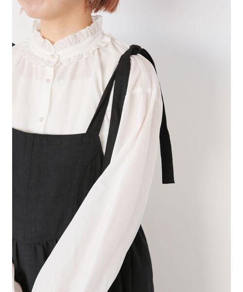 ehka sopo（エヘカソポ）の「肩リボンキャミワンピース（ワンピース・レディース・ブラック/オフホワイト/グリーン・F）」の9枚目の写真