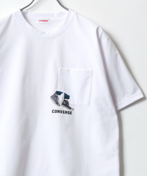 CONVERSE(コンバース)の「CONVERSE/コンバース ワンポイントロゴ 刺繍 フロント バックプリント ポケット付 クルーネック半袖テックTシャツ レディース メンズ(Tシャツ/カットソー・レディース・ホワイト/ベージュ/ブルーグレー/ホワイト系その他/ブルー系その他/オレンジ系その他/ホワイト系その他2/ブルー系その他2/ブラック系その他4/ブラック系その他5/ブラック系その他2/ホワイト系その他5/ホワイト系その他6/ブラック系その他3・M/L/LL)」の3枚目の写真