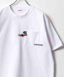 CONVERSE/コンバース ワンポイントロゴ 刺繍 フロント バックプリント ポケット付 クルーネック半袖テックTシャツ レディース メンズ