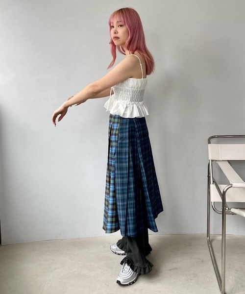 SANSeLF（サンセルフ）の「スイッチング チェックスカート【SANSeLF】sanw24s014（スカート・レディース・ブルー・FREE）」の3枚目の写真