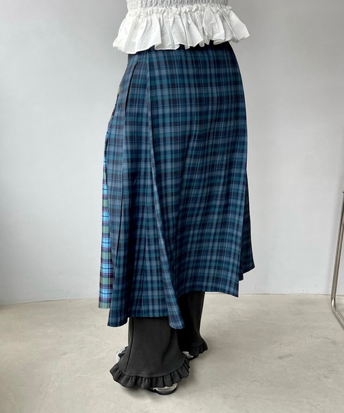 SANSeLF（サンセルフ）の「スイッチング チェックスカート【SANSeLF】sanw24s014（スカート・レディース・ブルー・FREE）」の5枚目の写真
