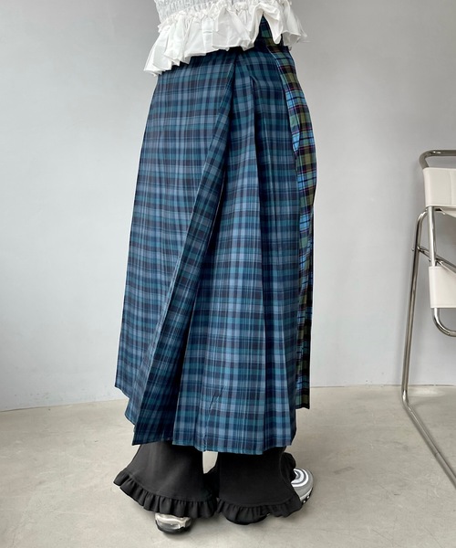 SANSeLF（サンセルフ）の「スイッチング チェックスカート【SANSeLF】sanw24s014（スカート・レディース・ブルー・FREE）」の6枚目の写真