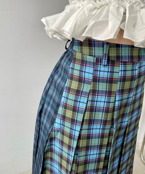SANSeLF（サンセルフ）の「スイッチング チェックスカート【SANSeLF】sanw24s014（スカート・レディース・ブルー・FREE）」の8枚目の写真