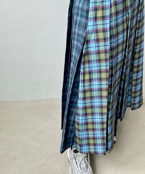 SANSeLF（サンセルフ）の「スイッチング チェックスカート【SANSeLF】sanw24s014（スカート・レディース・ブルー・FREE）」の13枚目の写真