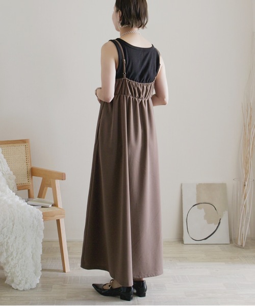 ECRIRE(エクリール)の「【ECRIRE by 陽】ギャザーボリュームキャミワンピース(ワンピース・レディース・ブラック/モカ・L/M)」の19枚目の写真