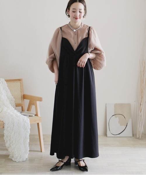 新品タグ付✨美品エトレトウキョウギャザーボリュームワンピース ブラック セール】ギャザーボリュームワンピース（ワンピース）｜ETRE