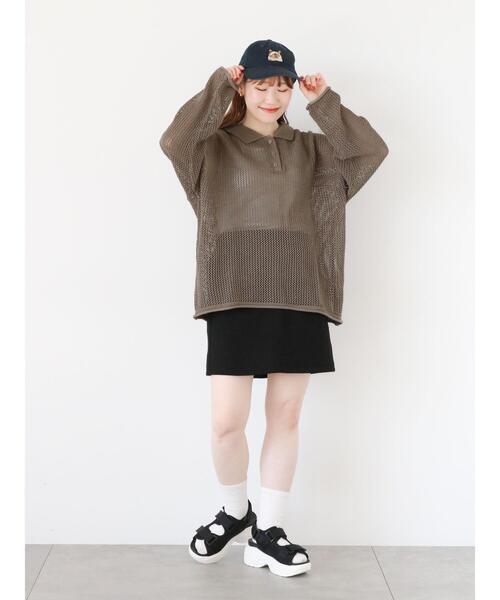 ehka sopo（エヘカソポ）の「メッシュポロニット（ニット/セーター・レディース・キナリ/ブルー/グレー・F）」の11枚目の写真